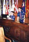 Cub Scouts that led the Pledge of Allegiance. Brian Ciak, seated and Jeff Ciak standing.
