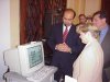 Pitney Bowes Universal Access Copier being examined by Deborah Willhite,Vice President of Government Relations with the US Postal Service