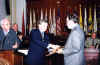 From left to right. Jack Smith, Carlton Sherwood, and Henry Allen accepting his Carlton Sherwood Award.