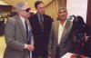 John Fales of the BAVF, Jerry Godbehere of Pfizer with Mr. Naranjo standing next to his sculpture.